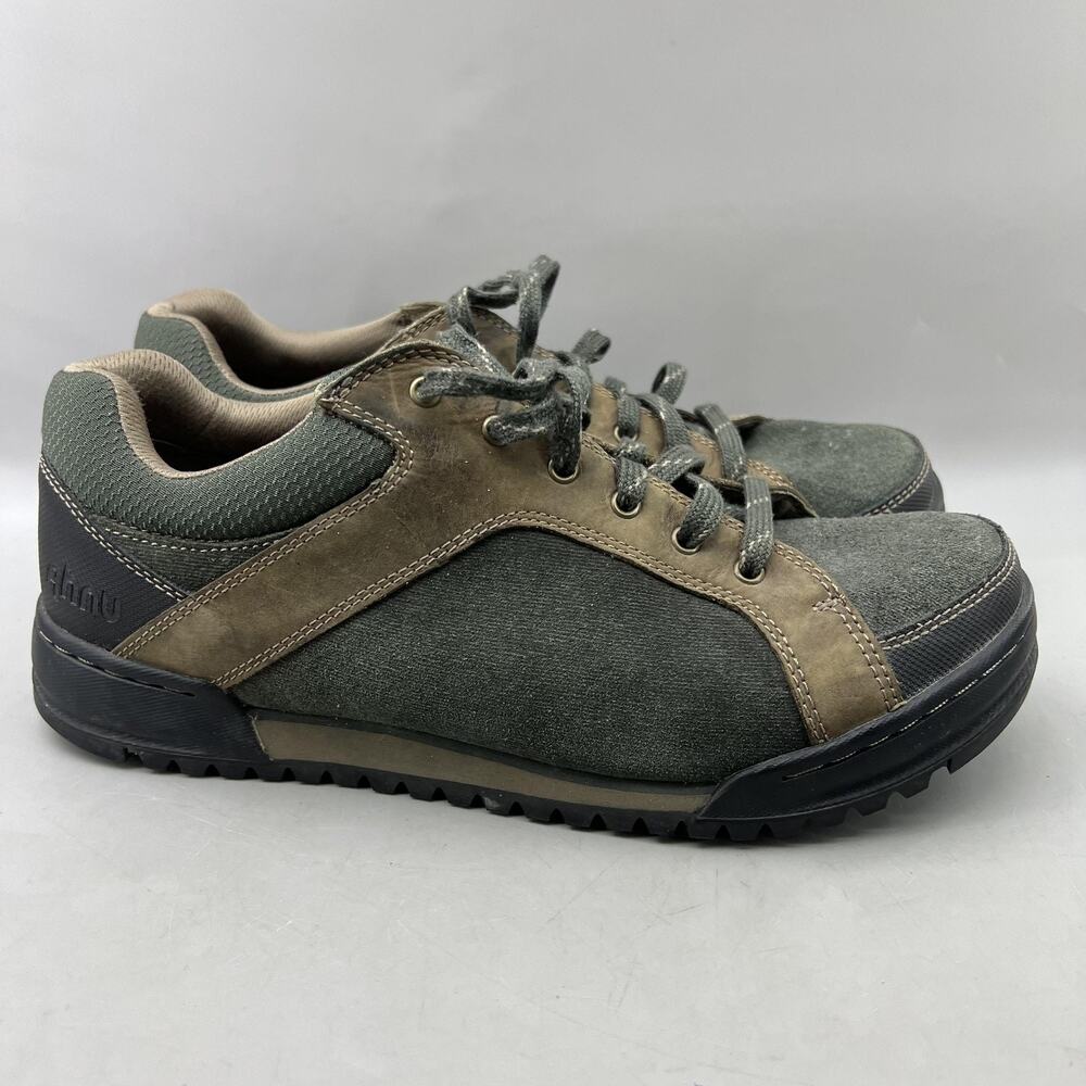 Ahnu Balboa Trail Hiking Shoes Men Size 9 Green Brown Canvas Comfort Sneakers